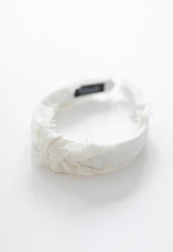 Philocaly Hair Extensions Accessories White Frayed Headband